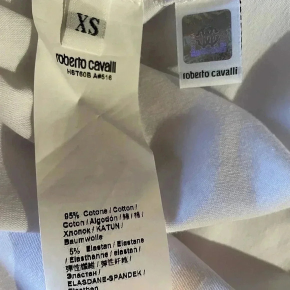 Roberto Cavalli white  tshirt sz XS - Picture 4 of 4